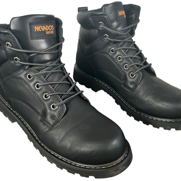 Men’s Size 13M Steel Toe Work Boots Crossbrace ST High Traction Lug Soles  Black - Picture 3 of 10